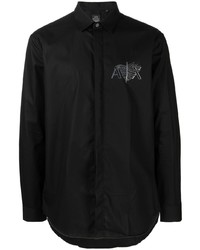 schwarzes bedrucktes Langarmhemd von Armani Exchange