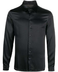 schwarzes bedrucktes Langarmhemd von Atu Body Couture
