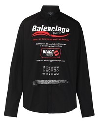schwarzes bedrucktes Langarmhemd von Balenciaga