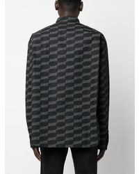 schwarzes bedrucktes Langarmhemd von Balenciaga