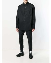 schwarzes bedrucktes Langarmhemd von Y-3