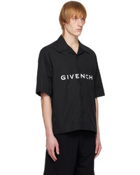 schwarzes bedrucktes Langarmhemd von Givenchy