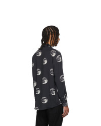 schwarzes bedrucktes Langarmhemd von Robert Geller