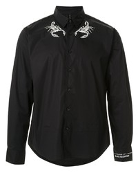 schwarzes bedrucktes Langarmhemd von Blackbarrett