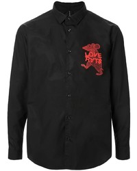 schwarzes bedrucktes Langarmhemd von Blackbarrett