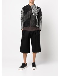 schwarzes bedrucktes Langarmhemd von Homme Plissé Issey Miyake