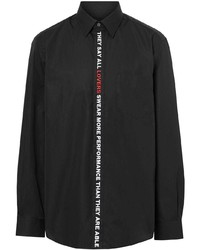 schwarzes bedrucktes Langarmhemd von Burberry