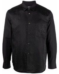 schwarzes bedrucktes Langarmhemd von Comme des Garcons Homme Deux