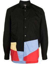 schwarzes bedrucktes Langarmhemd von Comme Des Garcons Homme Plus