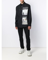 schwarzes bedrucktes Langarmhemd von Calvin Klein Jeans Est. 1978