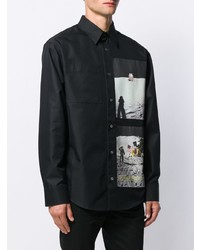 schwarzes bedrucktes Langarmhemd von Calvin Klein Jeans Est. 1978