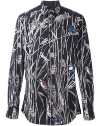 schwarzes bedrucktes Langarmhemd von Dolce & Gabbana