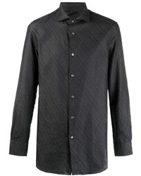 schwarzes bedrucktes Langarmhemd von Emporio Armani