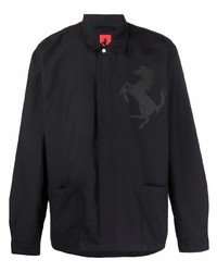 schwarzes bedrucktes Langarmhemd von Ferrari
