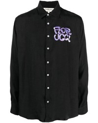 schwarzes bedrucktes Langarmhemd von Fiorucci