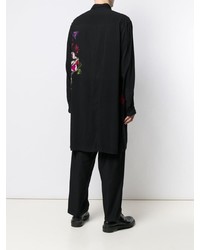 schwarzes bedrucktes Langarmhemd von Yohji Yamamoto