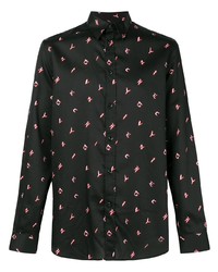 schwarzes bedrucktes Langarmhemd von Givenchy