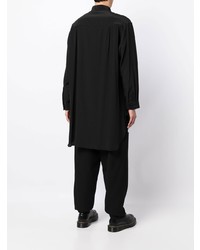 schwarzes bedrucktes Langarmhemd von Yohji Yamamoto