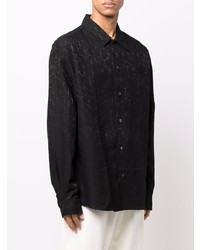 schwarzes bedrucktes Langarmhemd von Tom Wood