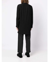 schwarzes bedrucktes Langarmhemd von Yohji Yamamoto