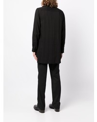 schwarzes bedrucktes Langarmhemd von Yohji Yamamoto