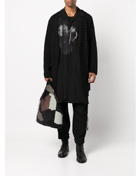 schwarzes bedrucktes Langarmhemd von Yohji Yamamoto