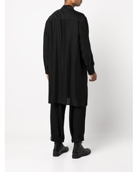 schwarzes bedrucktes Langarmhemd von Yohji Yamamoto