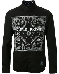 schwarzes bedrucktes Langarmhemd von GUILD PRIME
