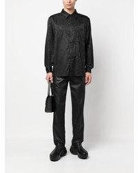schwarzes bedrucktes Langarmhemd von Han Kjobenhavn