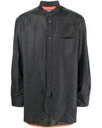 schwarzes bedrucktes Langarmhemd von Junya Watanabe MAN