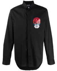 schwarzes bedrucktes Langarmhemd von Just Cavalli