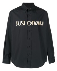 schwarzes bedrucktes Langarmhemd von Just Cavalli