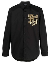 schwarzes bedrucktes Langarmhemd von Just Cavalli