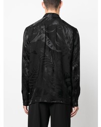 schwarzes bedrucktes Langarmhemd von Tom Ford