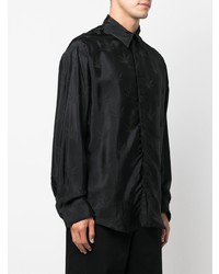 schwarzes bedrucktes Langarmhemd von MSGM