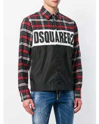 schwarzes bedrucktes Langarmhemd von DSQUARED2