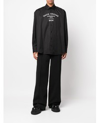 schwarzes bedrucktes Langarmhemd von Vetements