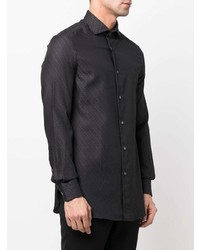 schwarzes bedrucktes Langarmhemd von Emporio Armani