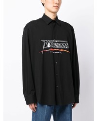 schwarzes bedrucktes Langarmhemd von Vetements