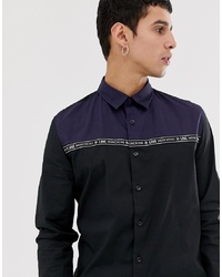 schwarzes bedrucktes Langarmhemd von Love Moschino