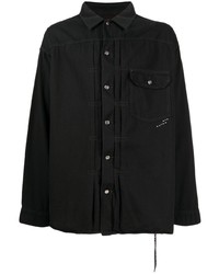 schwarzes bedrucktes Langarmhemd von Mastermind Japan