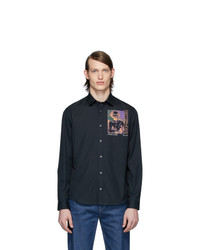 schwarzes bedrucktes Langarmhemd von McQ Alexander McQueen