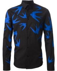schwarzes bedrucktes Langarmhemd von McQ by Alexander McQueen