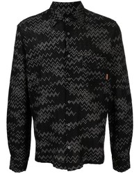 schwarzes bedrucktes Langarmhemd von Missoni