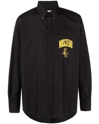 schwarzes bedrucktes Langarmhemd von Moschino