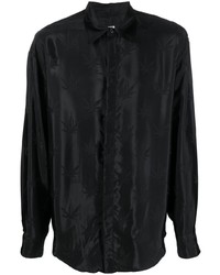 schwarzes bedrucktes Langarmhemd von MSGM