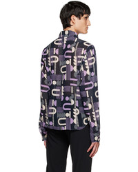 schwarzes bedrucktes Langarmhemd von Anna Sui
