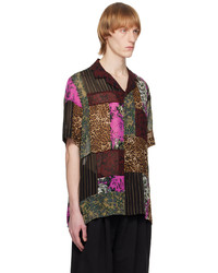 schwarzes bedrucktes Langarmhemd von Dries Van Noten