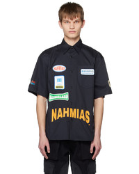 schwarzes bedrucktes Langarmhemd von Nahmias