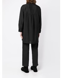 schwarzes bedrucktes Langarmhemd von Yohji Yamamoto